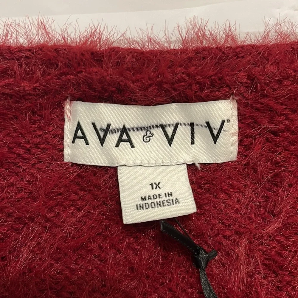 Ava & Viv women’s cranberry  colored sweater size 1XL furry and comfortable - Picture 4 of 8